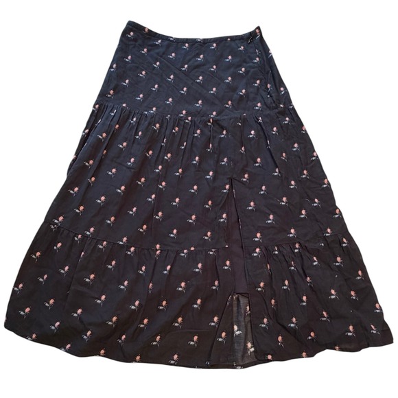 PAIGE Dresses & Skirts - Paige Bestia Midi Skirt Black Blooming Dahlia Rose Bud Floral Cottage Medium